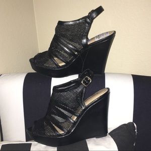 NWT Black Wedges